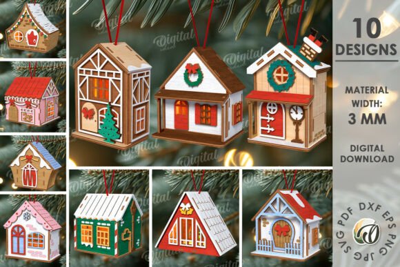 Download 3D Christmas House Tree Ornaments Bundle - Ornaments Collection
