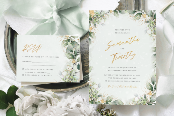 Download Green &amp; Gold Wedding Invitation Template - Green Collection