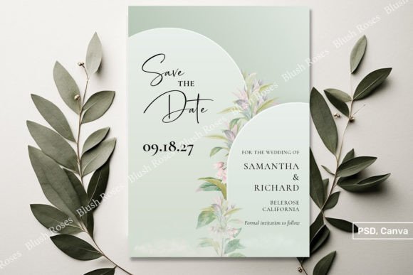 Download Green 2 Arch Blush Floral Save the Date - Green Collection
