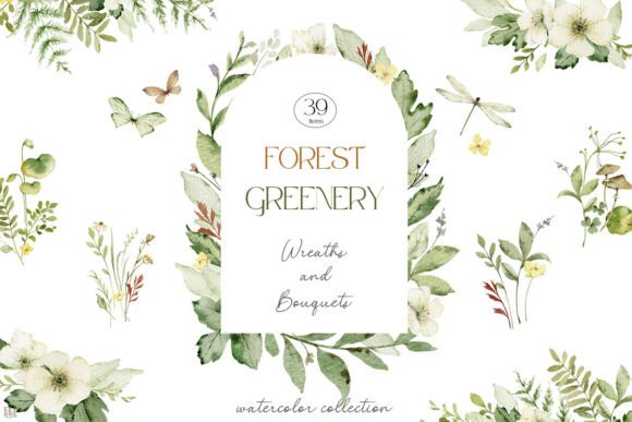 Download Forest Greenery. Wreaths and Bouquets - Green Collection
